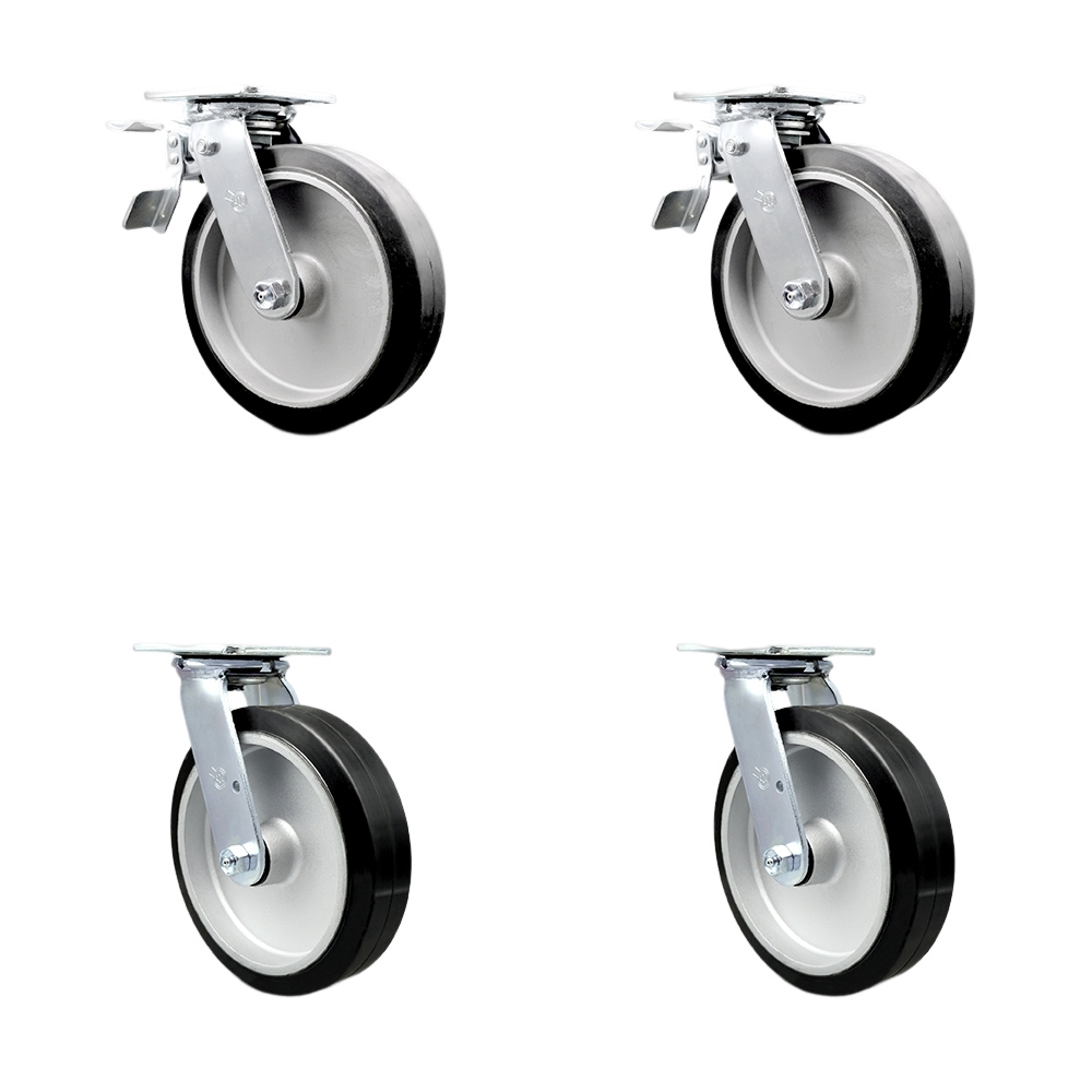 SCC-TTL30S820-RAB-2-BSL-2 Heavy Duty Swivel Caster with 8 in. Rubber on Aluminum Wheels & Ball Bearings - Set of 4