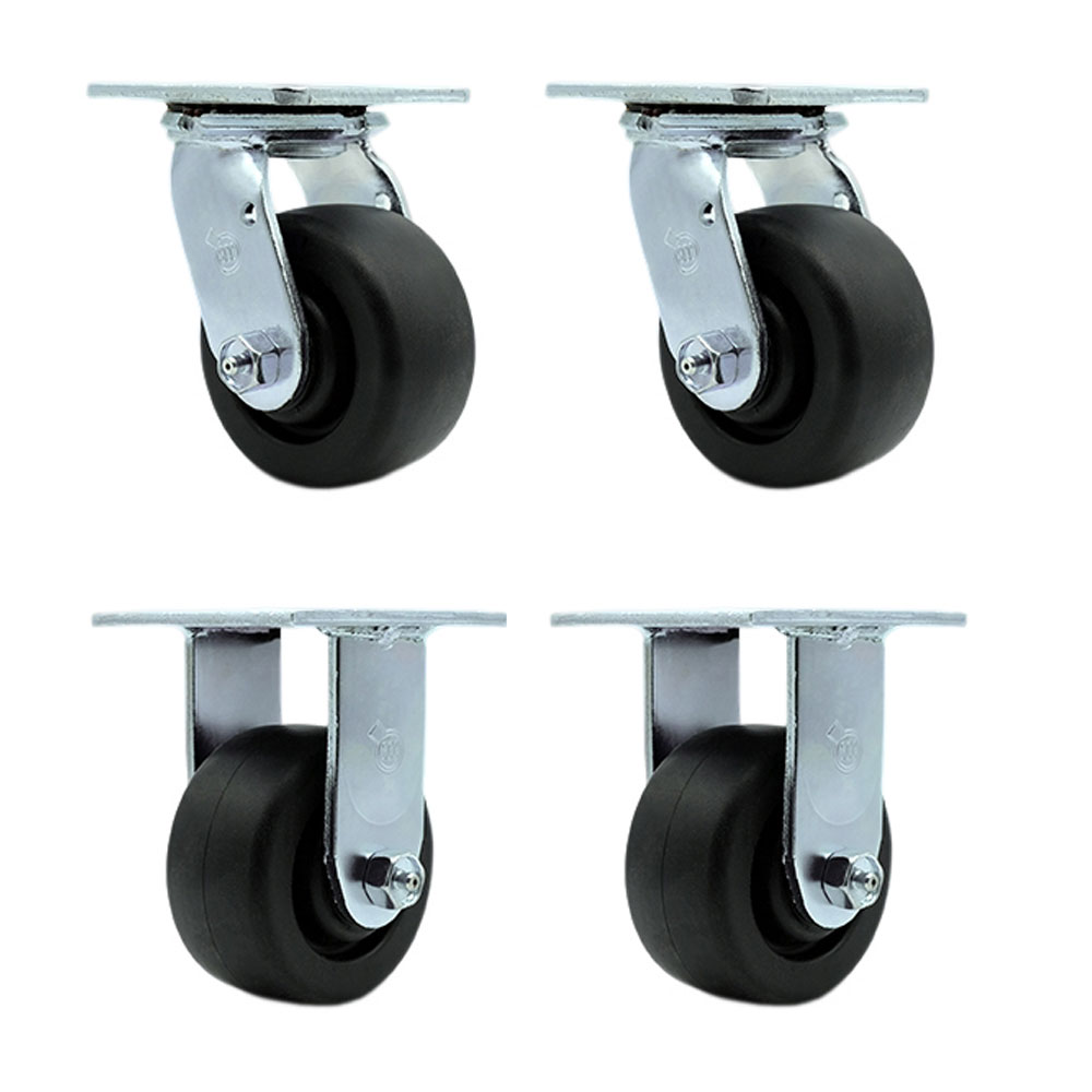 SCC-30CS420-POB-2-R420-2 Heavy Duty Swivel Caster with 4 in. Polyolefin Wheels & Ball Bearings - 2000 lbs Total Capacity - Set of 4
