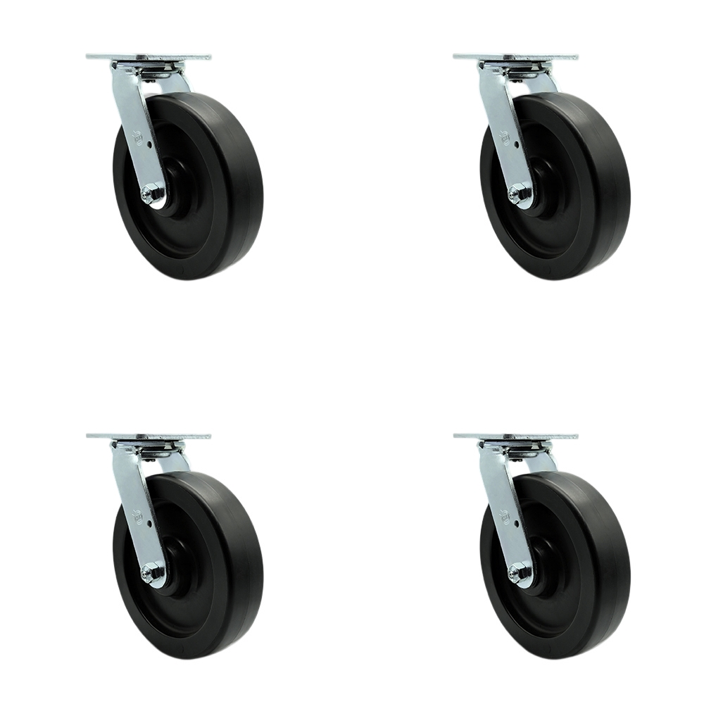 SCC-SS30S820-POB-4 Stainless Steel Heavy Duty Swivel Caster with 8 in. Polyolefin Wheels & Ball Bearings - 3600 lbs Total Capacity - Set of 4