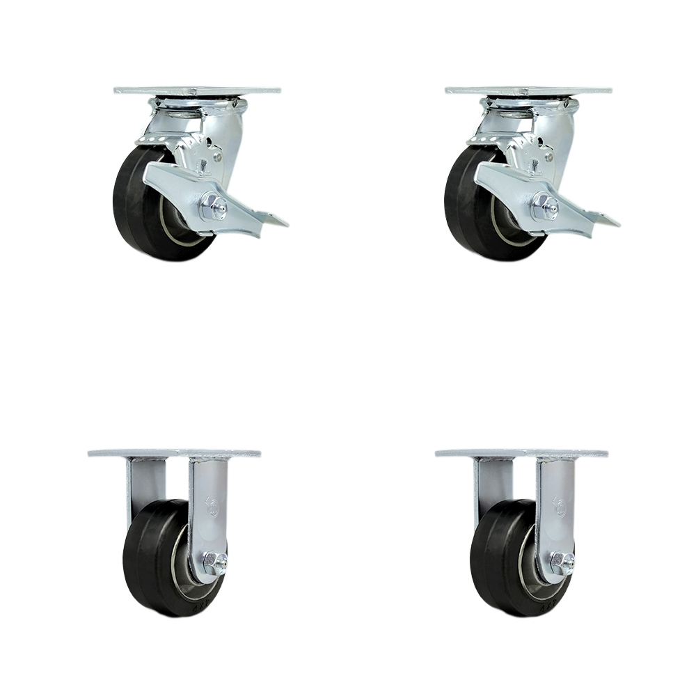SCC-30CS420-RAB-TLB-BSL-2-R-2 Heavy Duty Swivel Caster with 4 in. Rubber on Aluminum Wheels & Ball Bearings - Set of 4