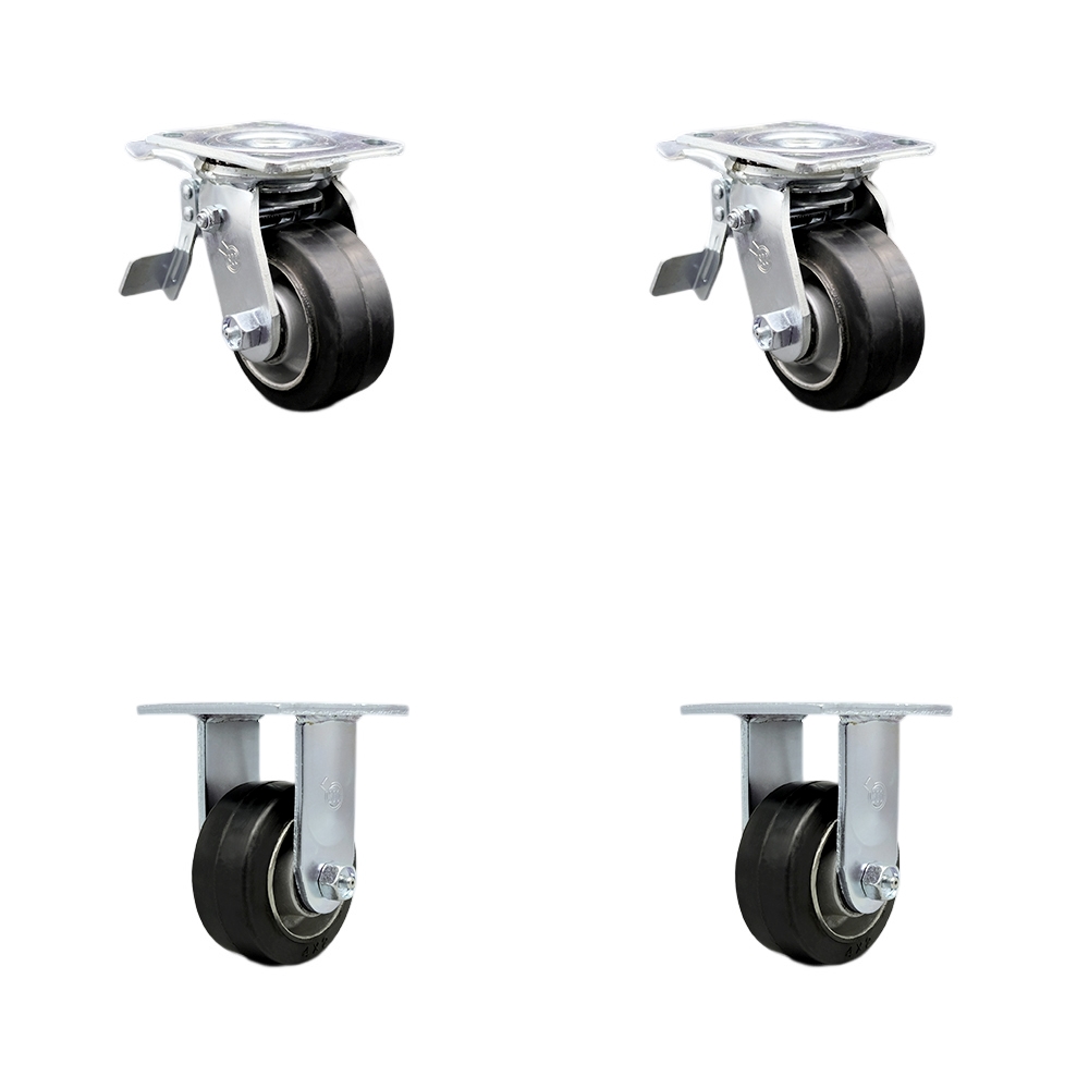 SCC-TTL30S420-RAB-2-R-2 Heavy Duty Swivel Caster with 4 in. Rubber on Aluminum Wheels & Ball Bearings - 1600 lbs Total Capacity - Set of 4