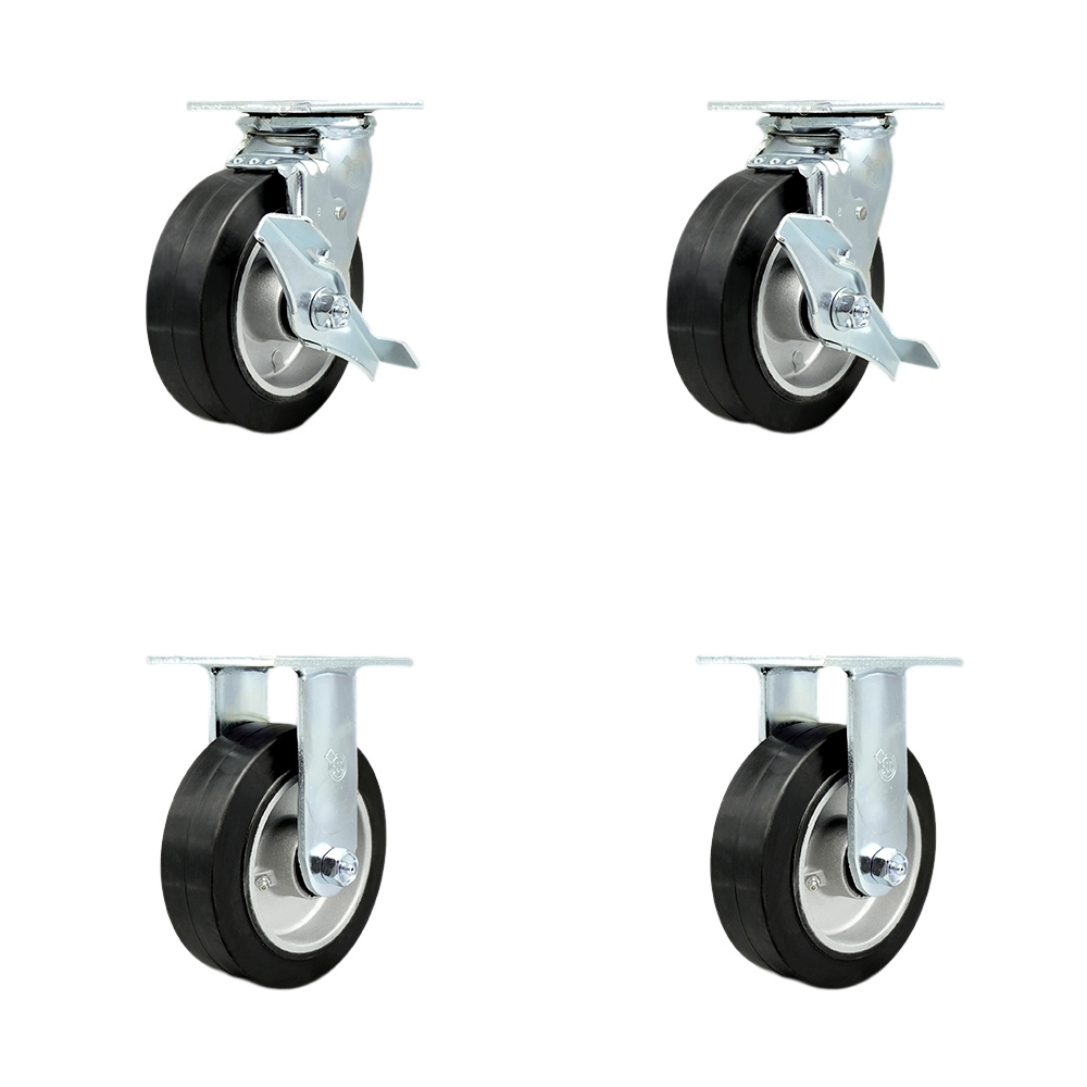 SCC-30CS620-RAB-TLB-2-R620-2 Heavy Duty Swivel Caster with 6 in. Rubber on Aluminum Wheels & Ball Bearings - 2200 lbs Total Capacity - Set of 4