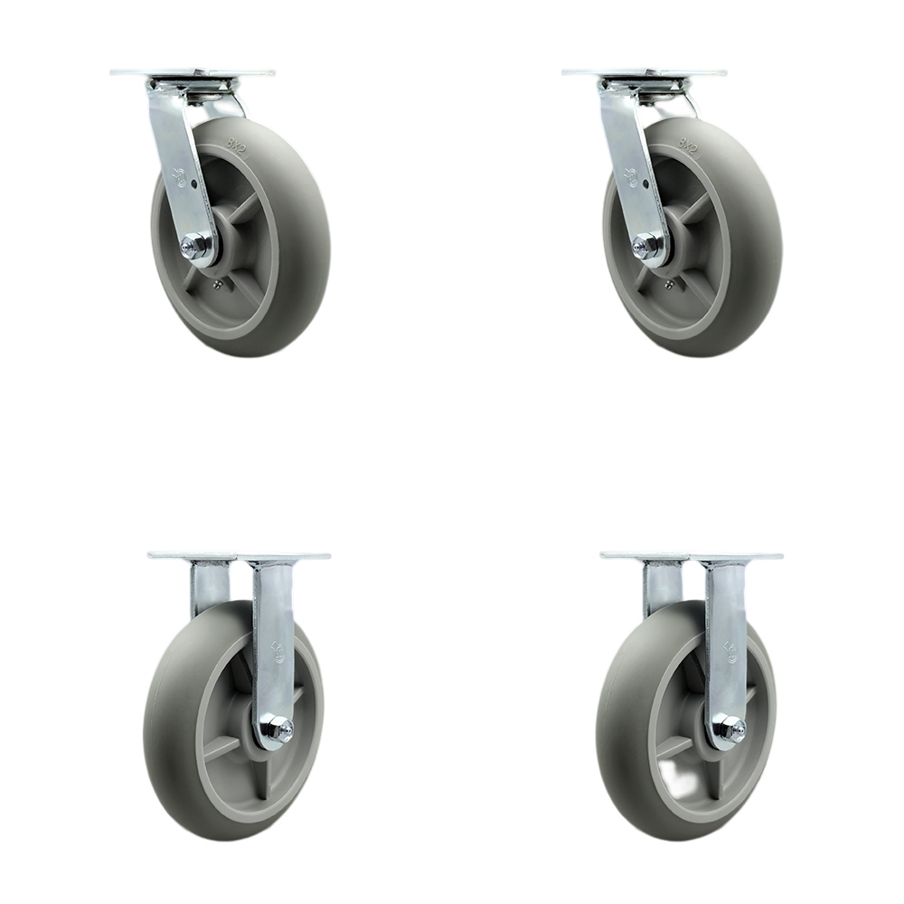 SCC-SS30S820-TPRBD-BSL-2-R-2 Stainless Steel Heavy Duty Swivel Caster with 8 in. Thermoplastic Rubber Donut Tread Wheels & Ball Bearings - Set of 4