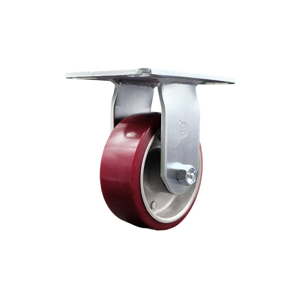SCC-35R520-PAR Heavy Duty Large Top Plate Polyurethane on Aluminum Swivel Caster with 5 x 2 in. Maroon Wheel - 900 lbs Capacity per Caster