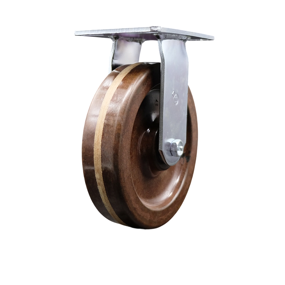 SCC-35R820-PHRHT Heavy Duty Large Top Plate High Temperature Phenolic Swivel Caster with 8 x 2 in. Brown Wheel - 1250 lbs Capacity per Caster