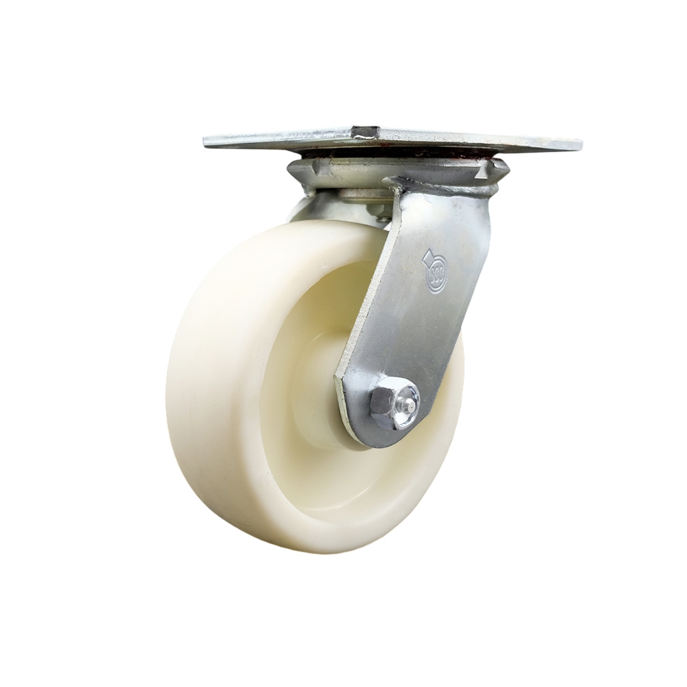 SCC-35S620-NYR Heavy Duty Large Top Plate Nylon Swivel Caster with 6 x 2 in. White Wheel - 1250 lbs Capacity per Caster