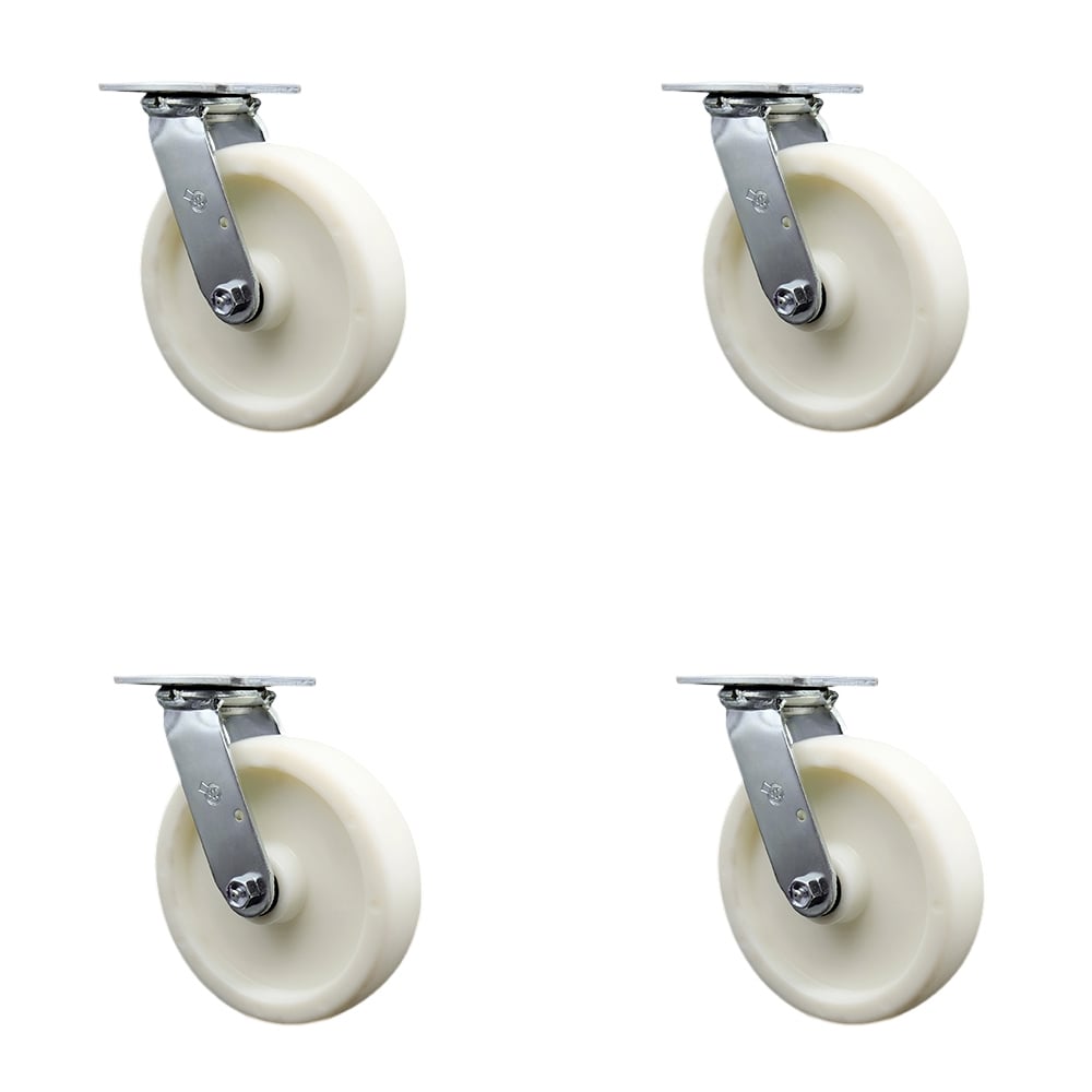 SCC-30CS820-NYB-BSL-4 Heavy Duty Swivel Caster with 8 in. Nylon Wheels & Ball Bearings - 5000 lbs Total Capacity - Set of 4