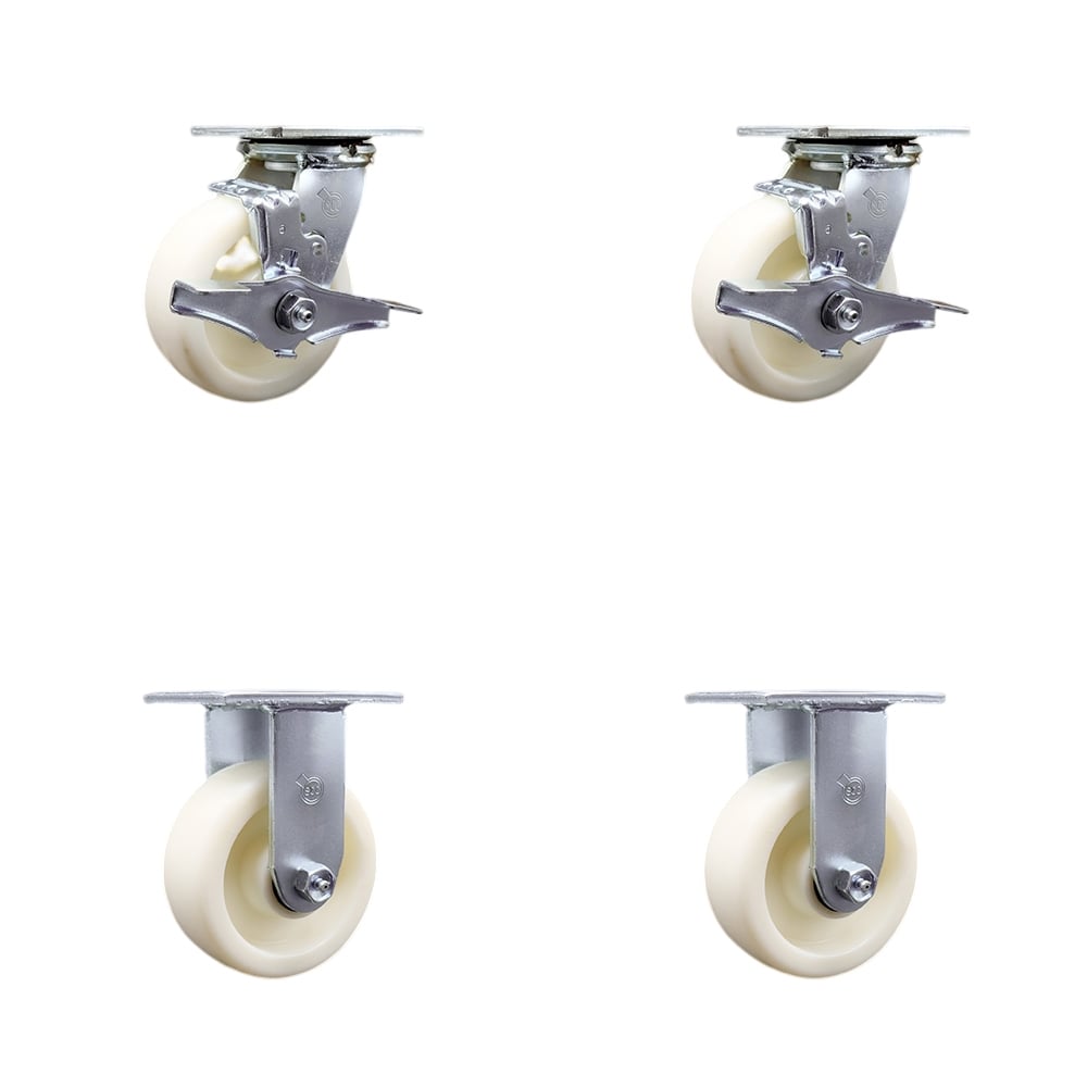 SCC-SS30S520-NYB-TLB-BSL-2-R-2 Stainless Steel Heavy Duty Swivel Caster with 5 in. Nylon Wheels & Ball Bearings - Set of 4