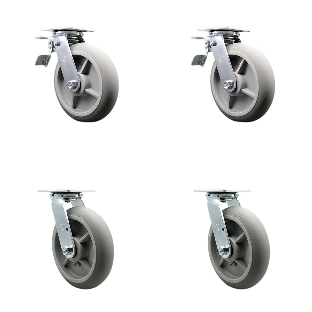 SCC-TTL30S820-TPRBD-2-S-2 Heavy Duty Swivel Caster with 8 in. Thermoplastic Rubber Donut Tread Wheels & Ball Bearings - Set of 4