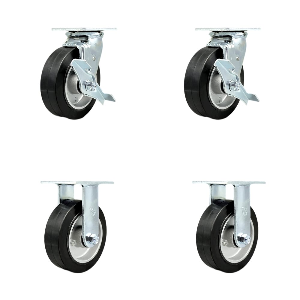 SCC-30CS620-RAB-TLB-BSL-2-R-2 Heavy Duty Swivel Caster with 6 in. Rubber on Aluminum Wheels & Ball Bearings - Set of 4
