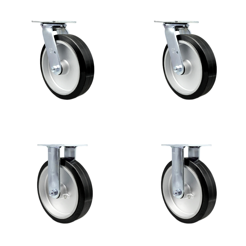 SCC-30CS820-RAB-2-R820-2 Heavy Duty Swivel Caster with 8 in. Rubber on Aluminum Wheels & Ball Bearings - 2400 lbs Total Capacity - Set of 4