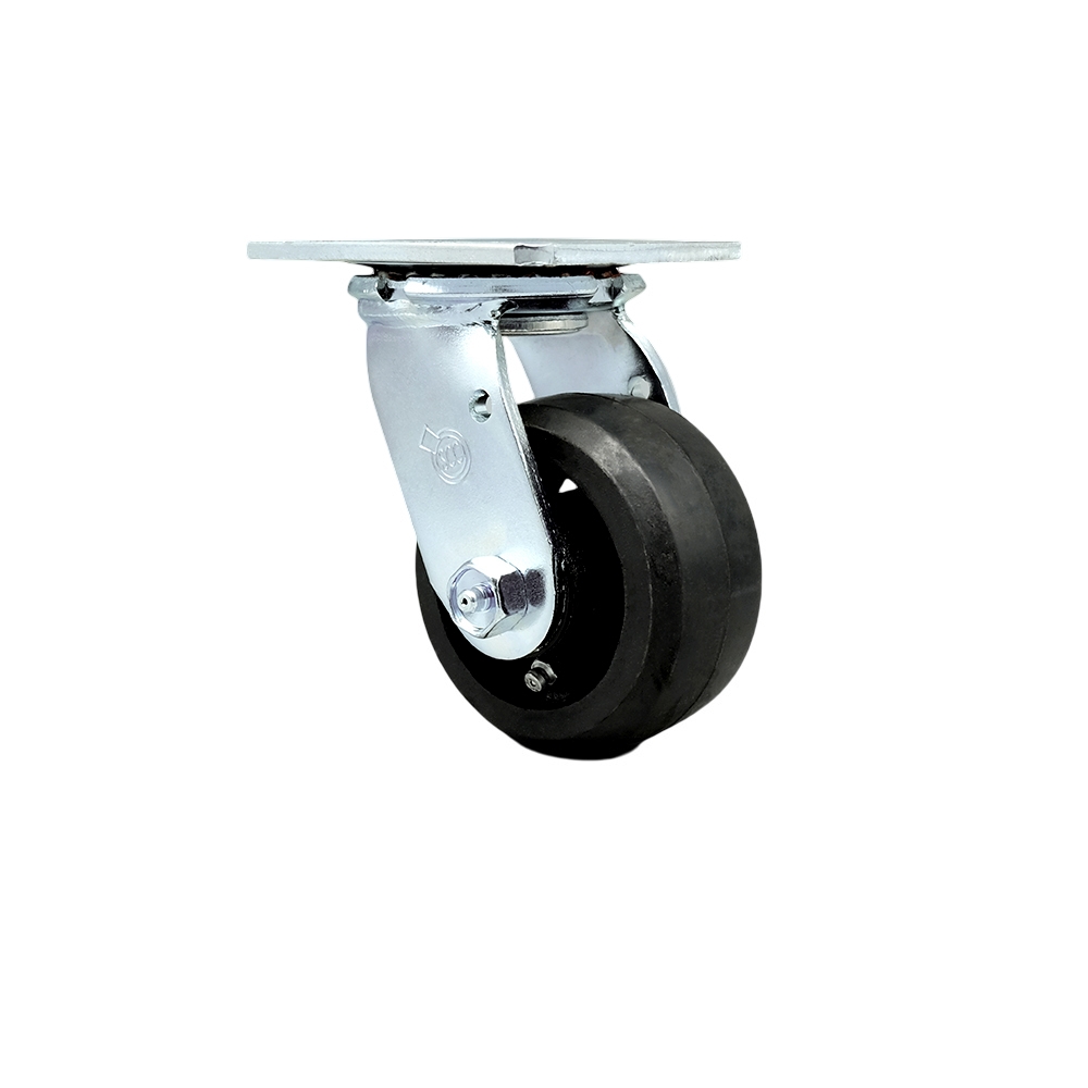 SCC-30CS420-RSB Heavy Duty Swivel Top Plate Caster with 4 in. Rubber on Metal Wheel & Ball Bearings - 400 lbs Capacity per Caster