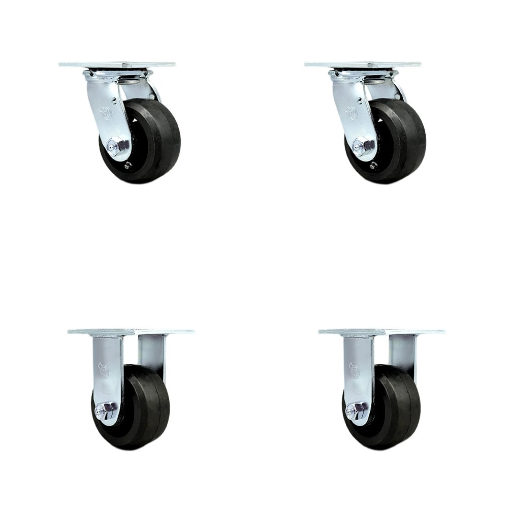 SCC-30CS420-RSB-2-R420-2 Heavy Duty Swivel Caster with 4 in. Rubber on Metal Wheels & Ball Bearings - 1600 lbs Total Capacity - Set of 4