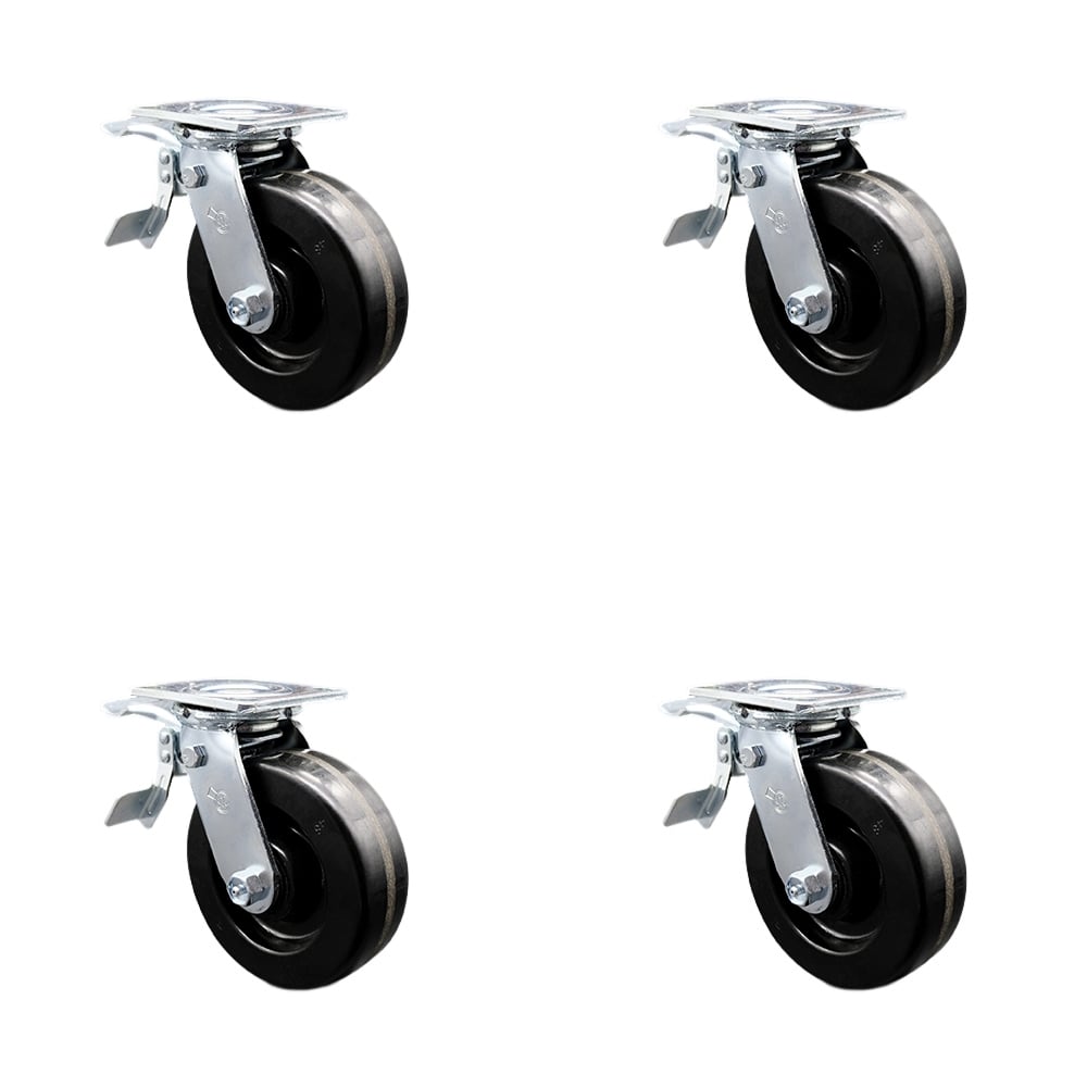 SCC-TTL30S620-PHB-4 Heavy Duty Swivel Caster with 6 in. Phenolic Wheels & Ball Bearings - 4800 lbs Total Capacity - Set of 4