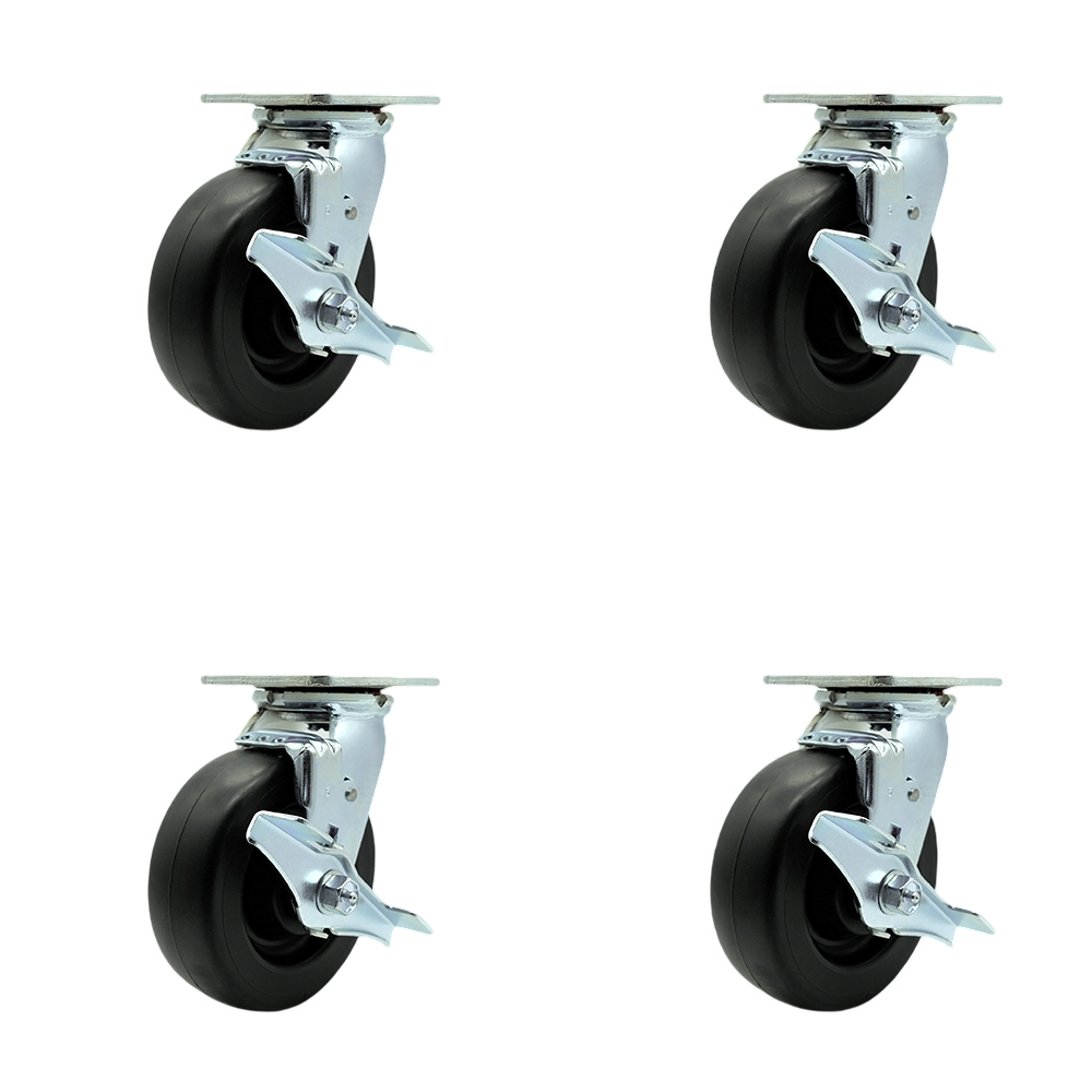 SCC-30CS620-POB-TLB-4 Heavy Duty Swivel Caster with 6 in. Polyolefin Wheels & Ball Bearings - 2800 lbs Total Capacity - Set of 4