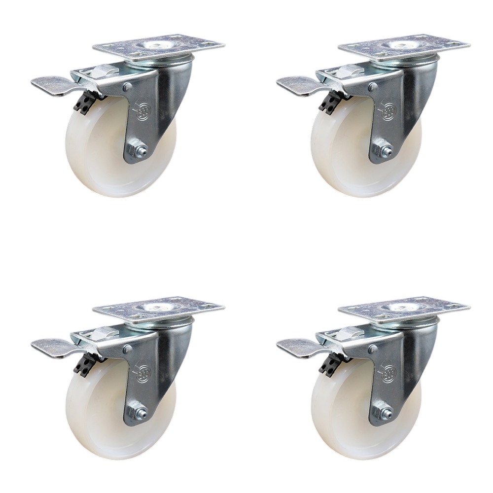 SCC-SSTTL20S414-NYS-4 Stainless Steel Nylon Swivel Top Plate Caster with 4 x 1.25 in. White Wheels - Set of 4