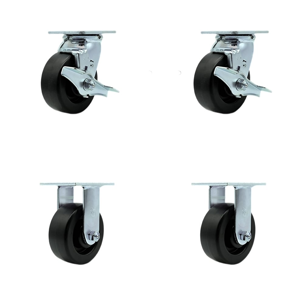 SCC-SS30S520-POB-TLB-BSL-2-R-2 Stainless Steel Heavy Duty Swivel Caster with 5 in. Polyolefin Wheels & Ball Bearings - Set of 4