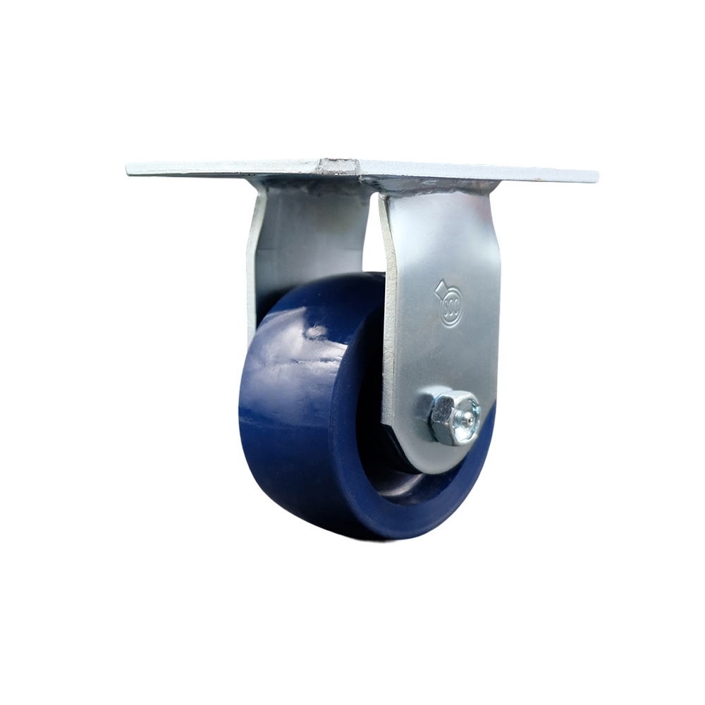 SCC-35R420-SPUR Heavy Duty Large Top Plate Solid Polyurethane Swivel Caster with 4 x 2 in. Blue Wheel - 700 lbs Capacity per Caster
