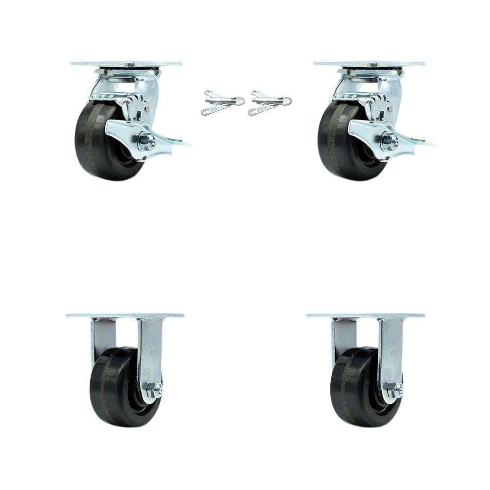 SCC-30CS420-PHB-TLB-BSL-2-R-2 Heavy Duty Swivel Caster with 4 in. Phenolic Wheels & Ball Bearings - 3200 lbs Total Capacity - Set of 4