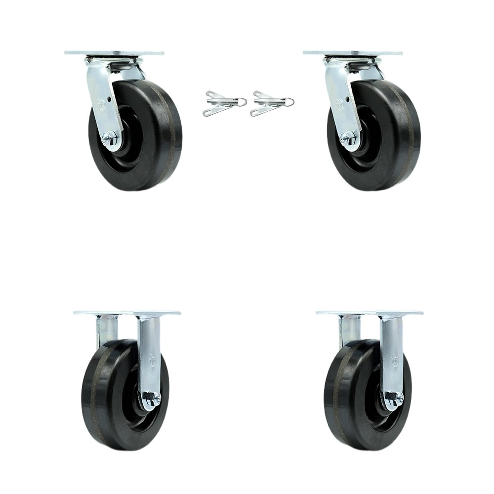 SCC-30CS620-PHB-BSL-2-R-2 Heavy Duty Swivel Caster with 6 in. Phenolic Wheels & Ball Bearings - 4800 lbs Total Capacity - Set of 4