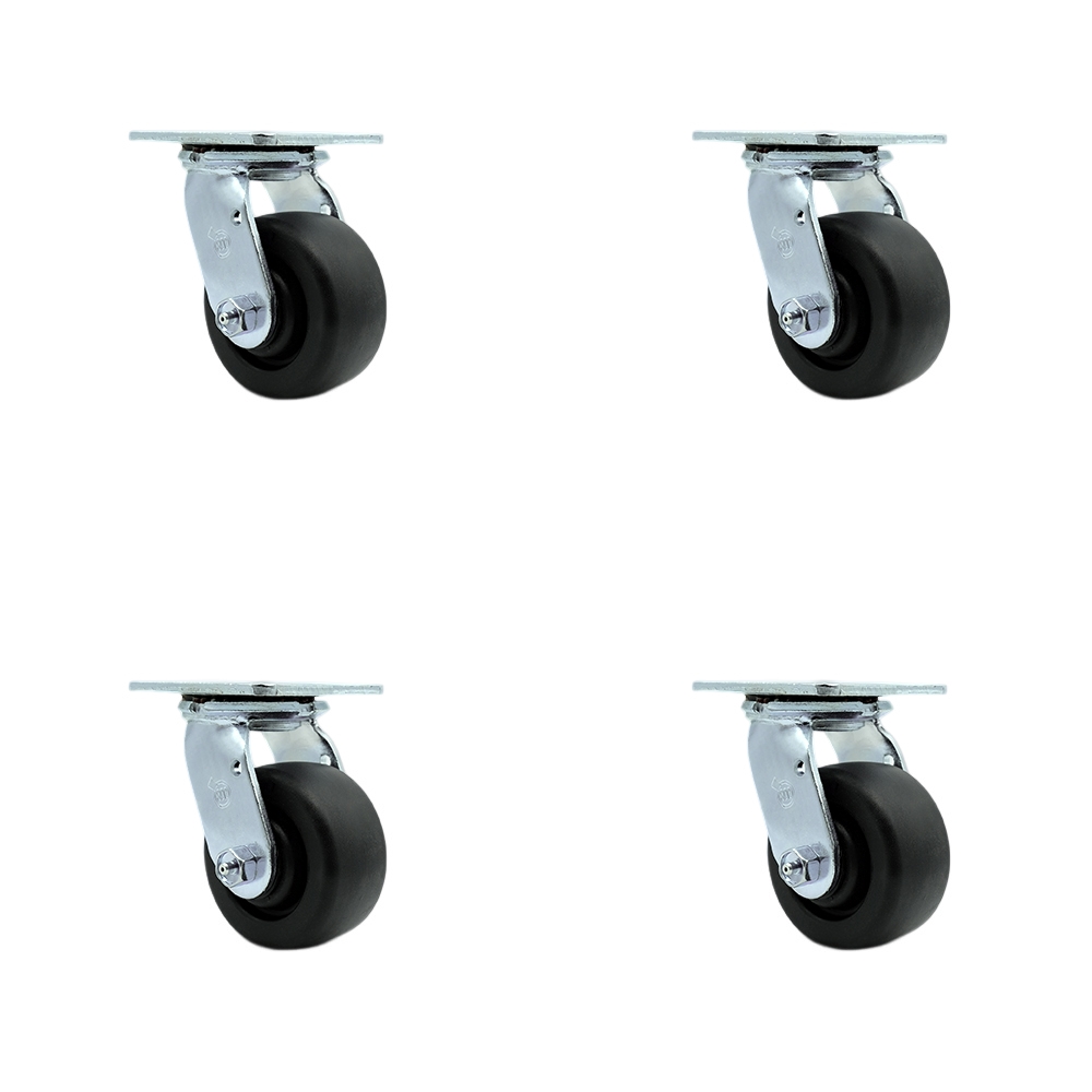 Heavy Duty Swivel Casters - Polyolefin - Set of 4 - 2000 lbs Capacity