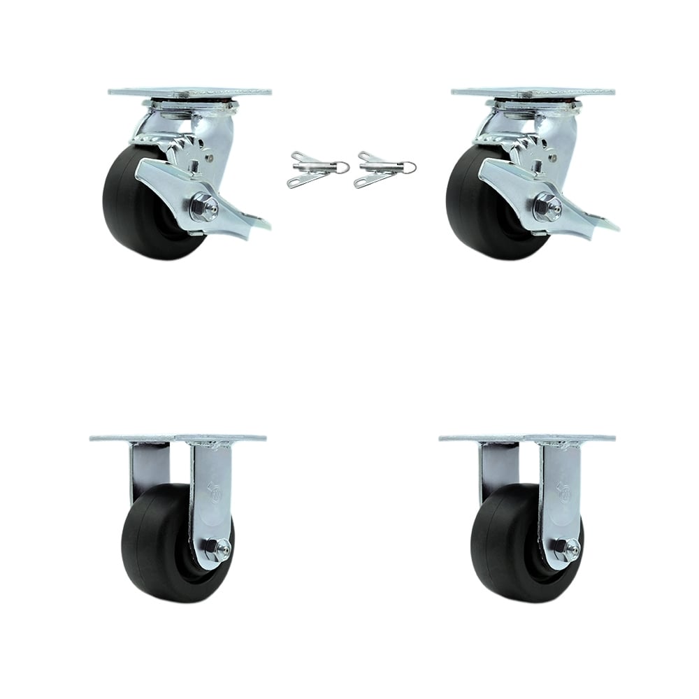 SCC-30CS420-POB-TLB-BSL-2-R-2 Heavy Duty Swivel Caster with 4 in. Polyolefin Wheels & Ball Bearings - 2000 lbs Total Capacity - Set of 4