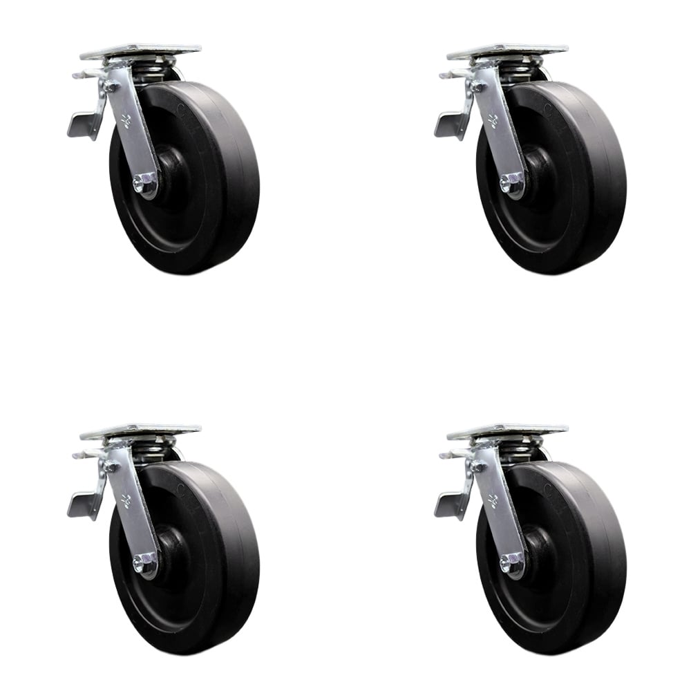 SCC-TTL30S820-POB-4 Heavy Duty Swivel Caster with 8 in. Polyolefin Wheels & Ball Bearings - 3600 lbs Total Capacity - Set of 4