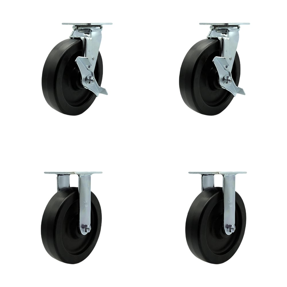 SCC-30CS820-POB-TLB-2-R820-2 Heavy Duty Swivel Caster with 8 in. Polyolefin Wheels & Ball Bearings - 3600 lbs Total Capacity - Set of 4