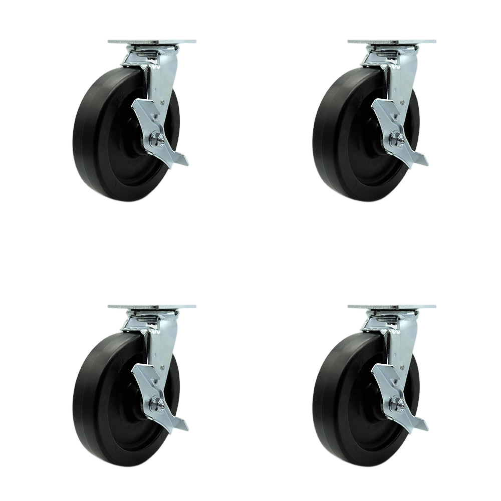 SCC-30CS820-POB-TLB-BSL-2-TLB-2 Heavy Duty Swivel Caster with 8 in. Polyolefin Wheels & Ball Bearings - Set of 4