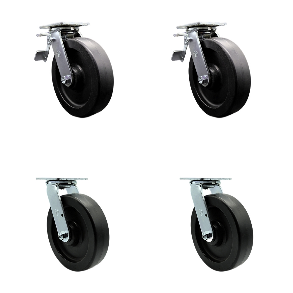SCC-TTL30S820-POB-2-S-2 Heavy Duty Swivel Caster with 8 in. Polyolefin Wheels & Ball Bearings - 3600 lbs Total Capacity - Set of 4