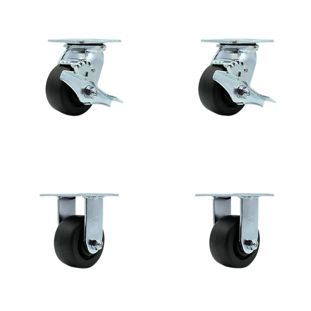 SCC-SS30S420-POB-TLB-2-R-2 Stainless Steel Heavy Duty Swivel Caster with 4 in. Polyolefin Wheels & Ball Bearings - 2000 lbs Total Capacity - Set of 4
