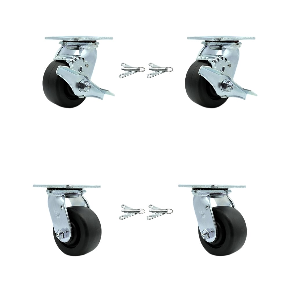 SCC-30CS420-POB-TLB-BSL-2-BSL-2 Heavy Duty Swivel Caster with 4 in. Polyolefin Wheels & Ball Bearings - Set of 4