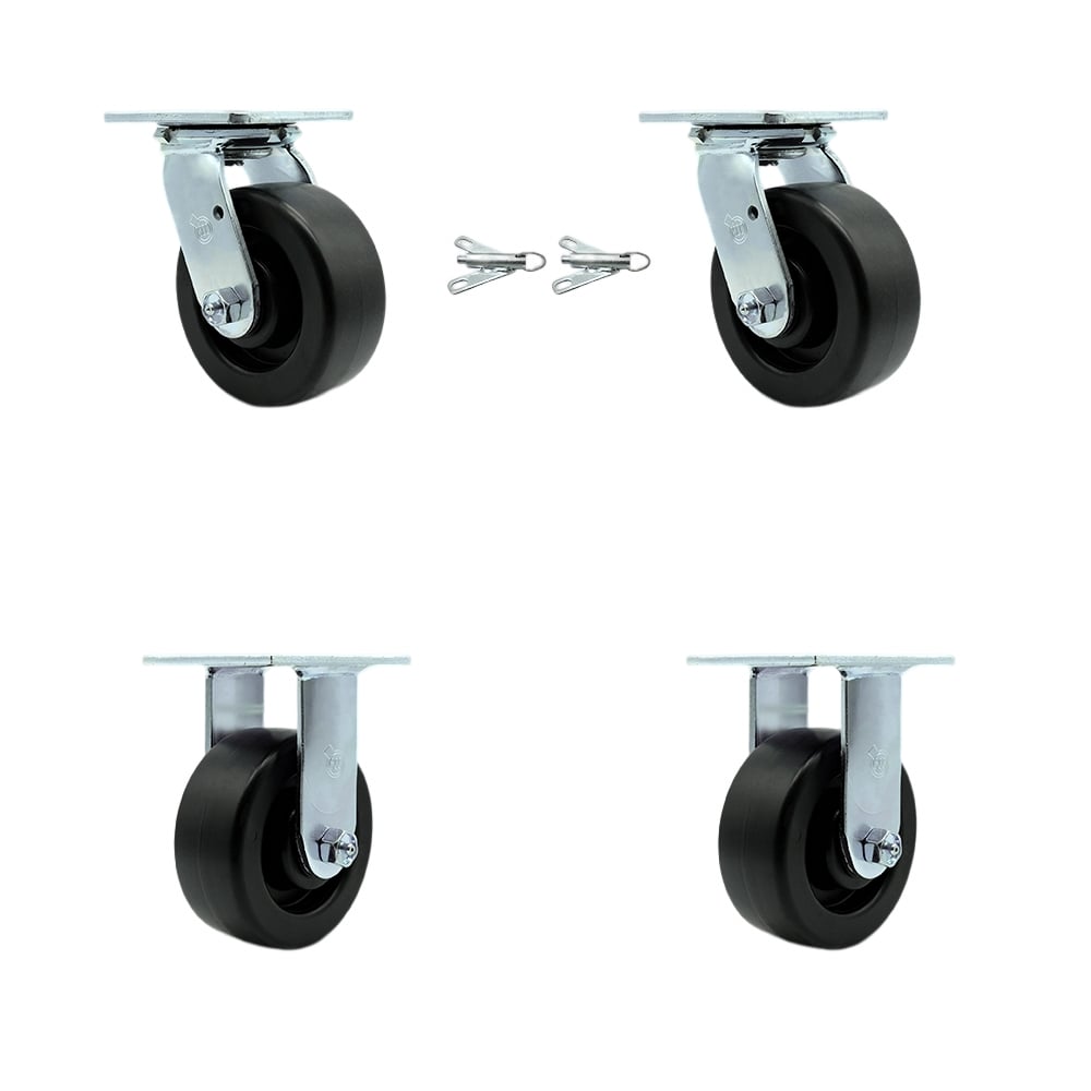 SCC-30CS520-POB-BSL-2-R-2 Heavy Duty Swivel Caster with 5 in. Polyolefin Wheels & Ball Bearings - 2600 lbs Total Capacity - Set of 4