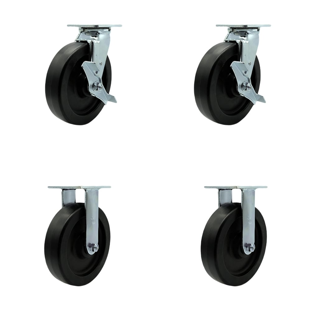 SCC-SS30S820-POB-TLB-BSL-2-R-2 Stainless Steel Heavy Duty Swivel Caster with 8 in. Polyolefin Wheels & Ball Bearings - Set of 4