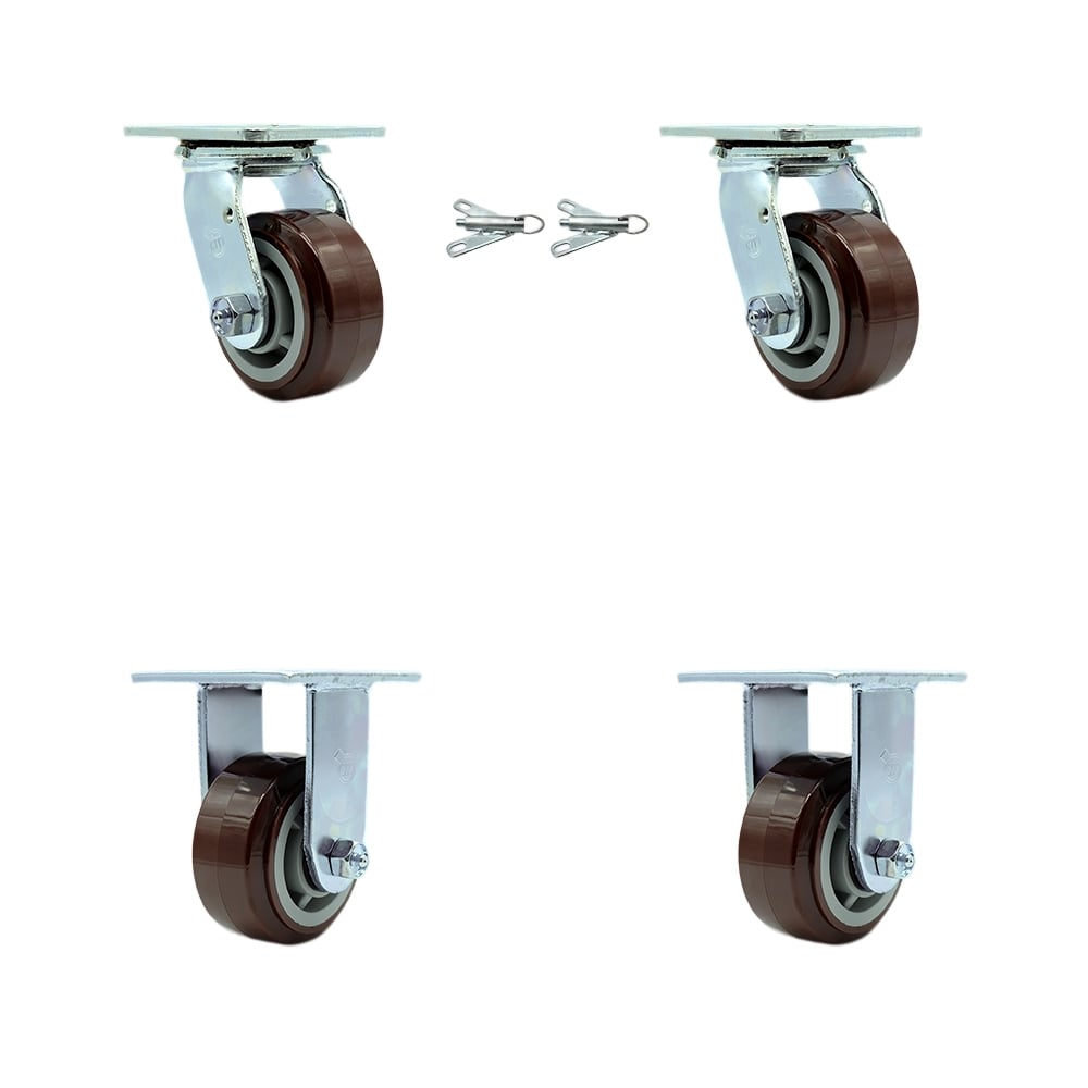 SCC-30CS420-PPUB-BSL-2-R-2 Heavy Duty Swivel Caster with 4 in. Polyurethane Wheels & Ball Bearings - 2400 lbs Total Capacity - Set of 4