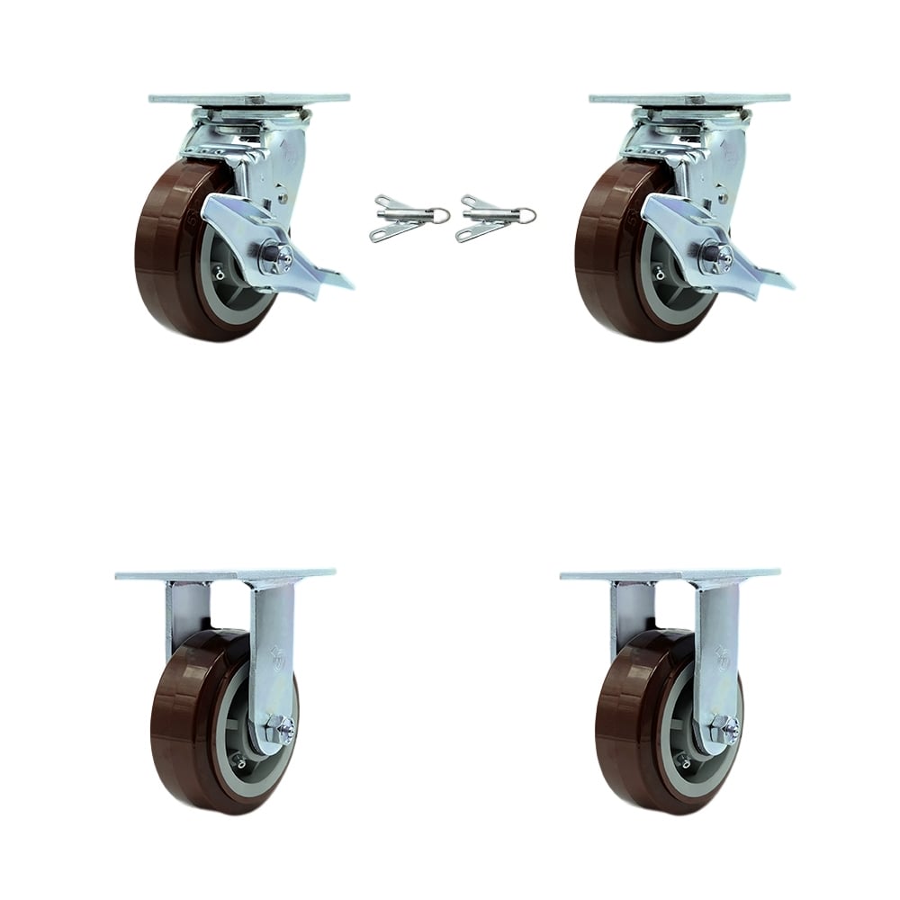 Heavy Duty Swivel Casters - Polyurethane - Set of 4 - 3000 lbs Capacity