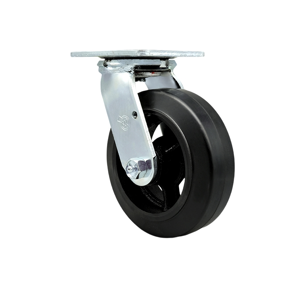 SCC-30CS620-RSB Heavy Duty Swivel Top Plate Caster with 6 in. Rubber on Metal Wheel & Ball Bearings - 450 lbs Capacity per Caster