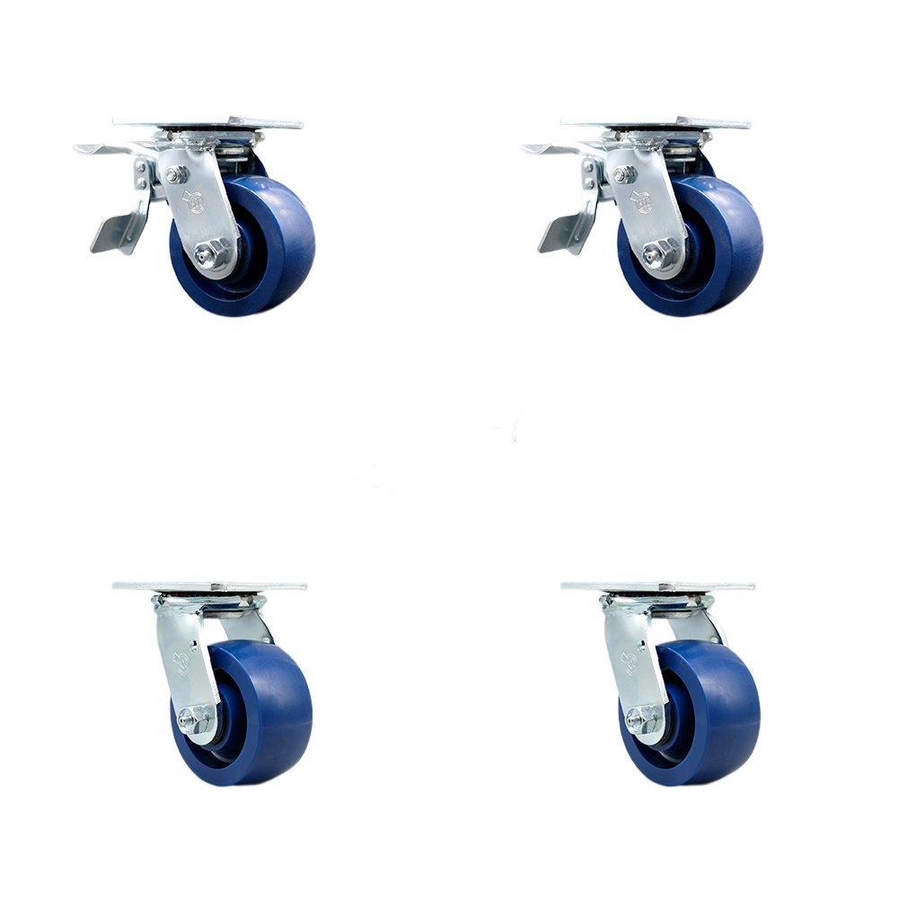 SCC-TTL30S420-SPUB-2-S-2 Heavy Duty Swivel Caster with 4 in. Solid Polyurethane Wheels & Ball Bearings - 2800 lbs Total Capacity - Set of 4