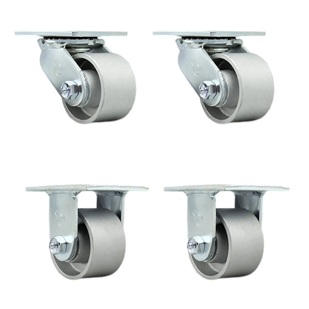 SCC-30CS3420-SSB-2-R3420-2 Heavy Duty Swivel Caster with 3.25 in. Semi Steel Cast Iron Wheels & Ball Bearings - 2800 lbs Total Capacity - Set of 4