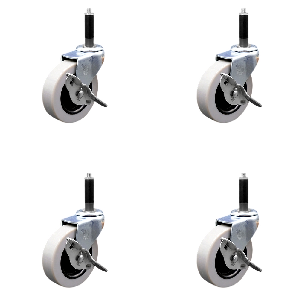 SCC-EX05S310-TPRS-SLB-34-4 3 in. Swivel Thermoplastic Rubber Caster Wheels & 0.75 in. Expanding Adapter Stem Casters & Brakes - Set of 4