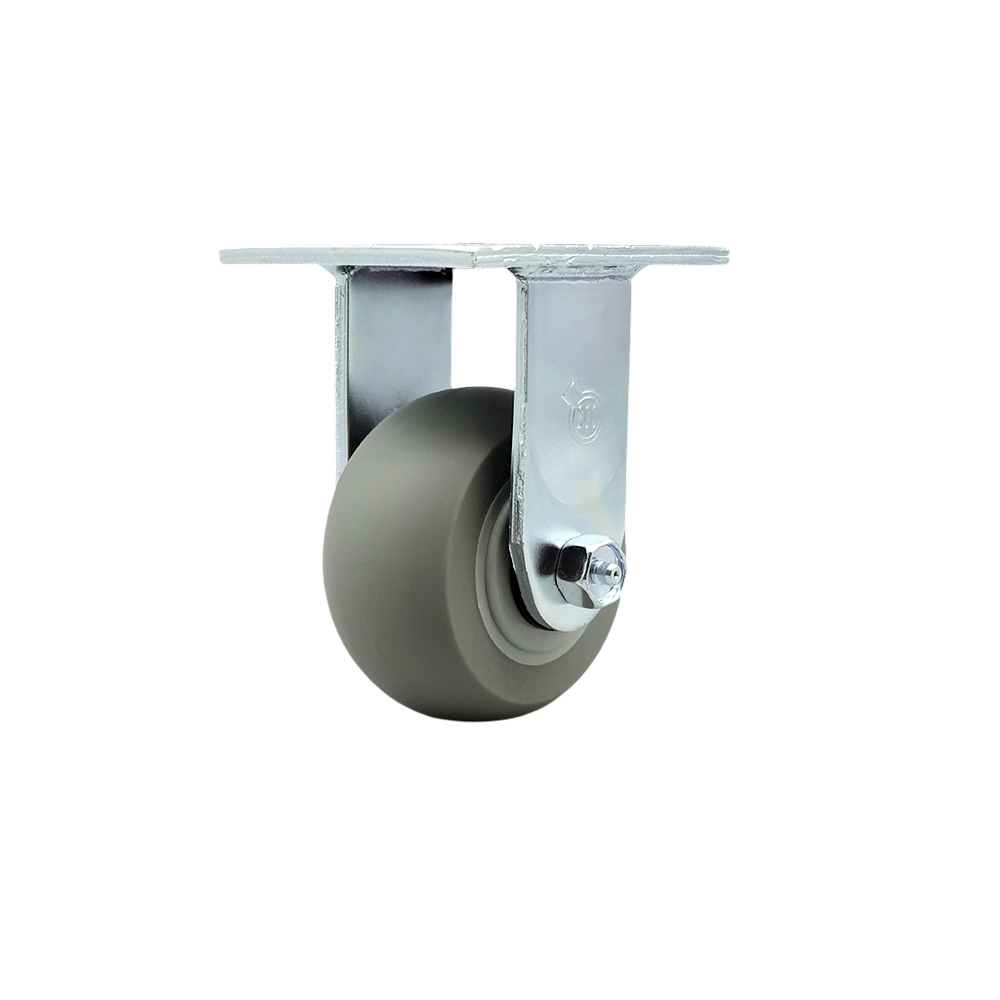 SCC-30R420-TPRBD Heavy Duty Rigid Top Plate Caster with 4 in. Thermoplastic Rubber Donut Tread Wheel & Ball Bearings - 300 lbs Capacity per Caster