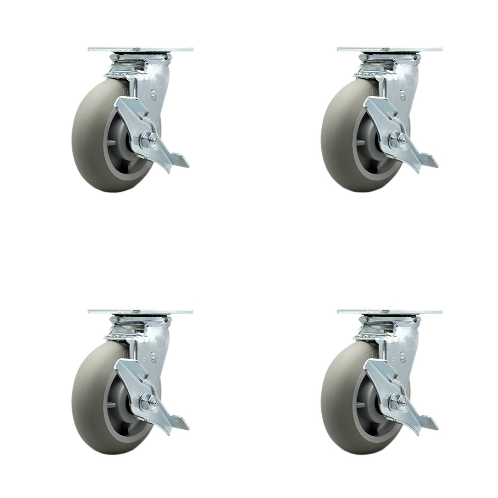 SCC-30CS620-TPRBD-TLB-BSL-2-TLB-2 Heavy Duty Swivel Caster with 6 in. Thermoplastic Rubber Donut Tread Wheels & Ball Bearing - Set of 4