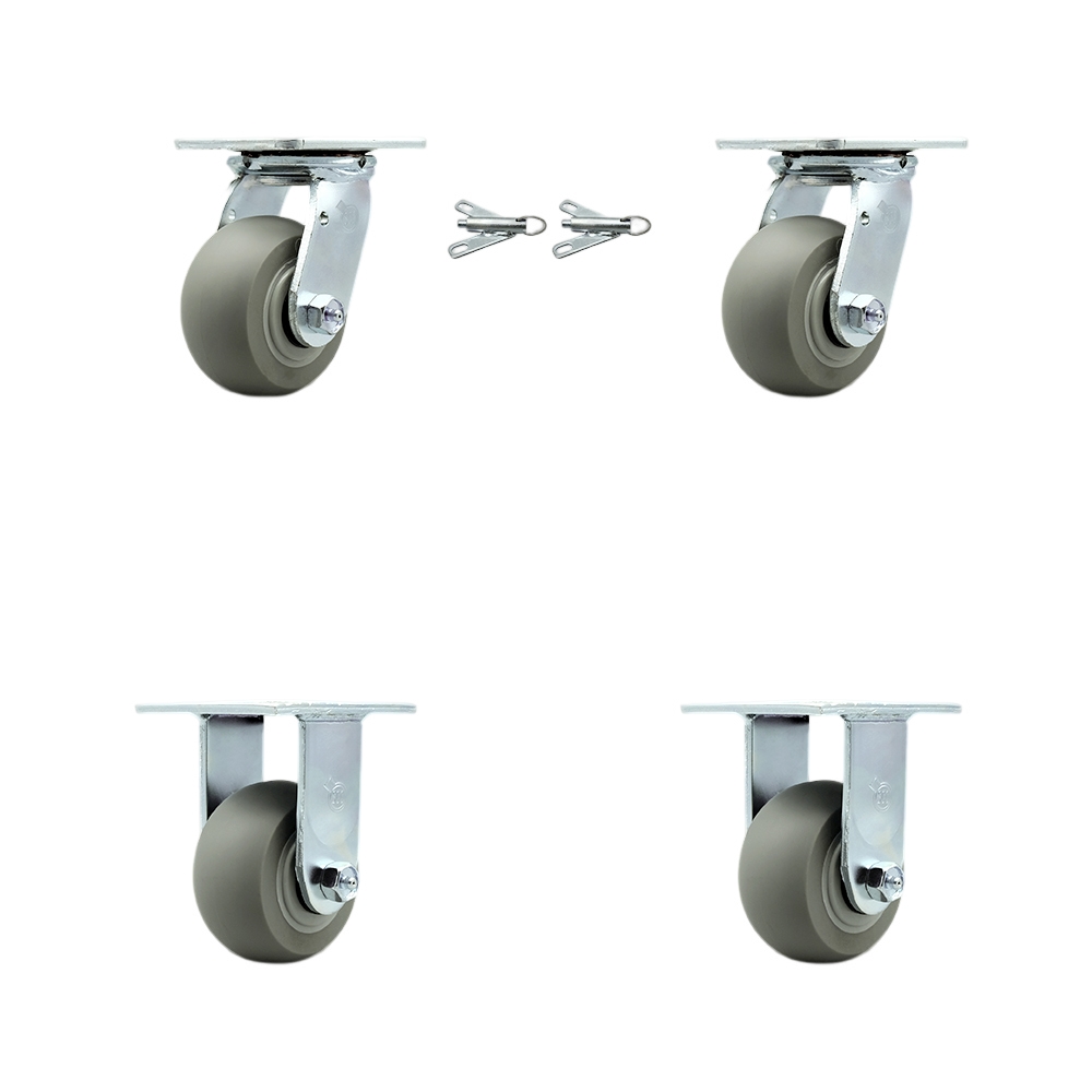 SCC-30CS420-TPRBD-BSL-2-R-2 Heavy Duty Swivel Caster with 4 in. Thermoplastic Rubber Donut Tread Wheels & Ball Bearings - Set of 4