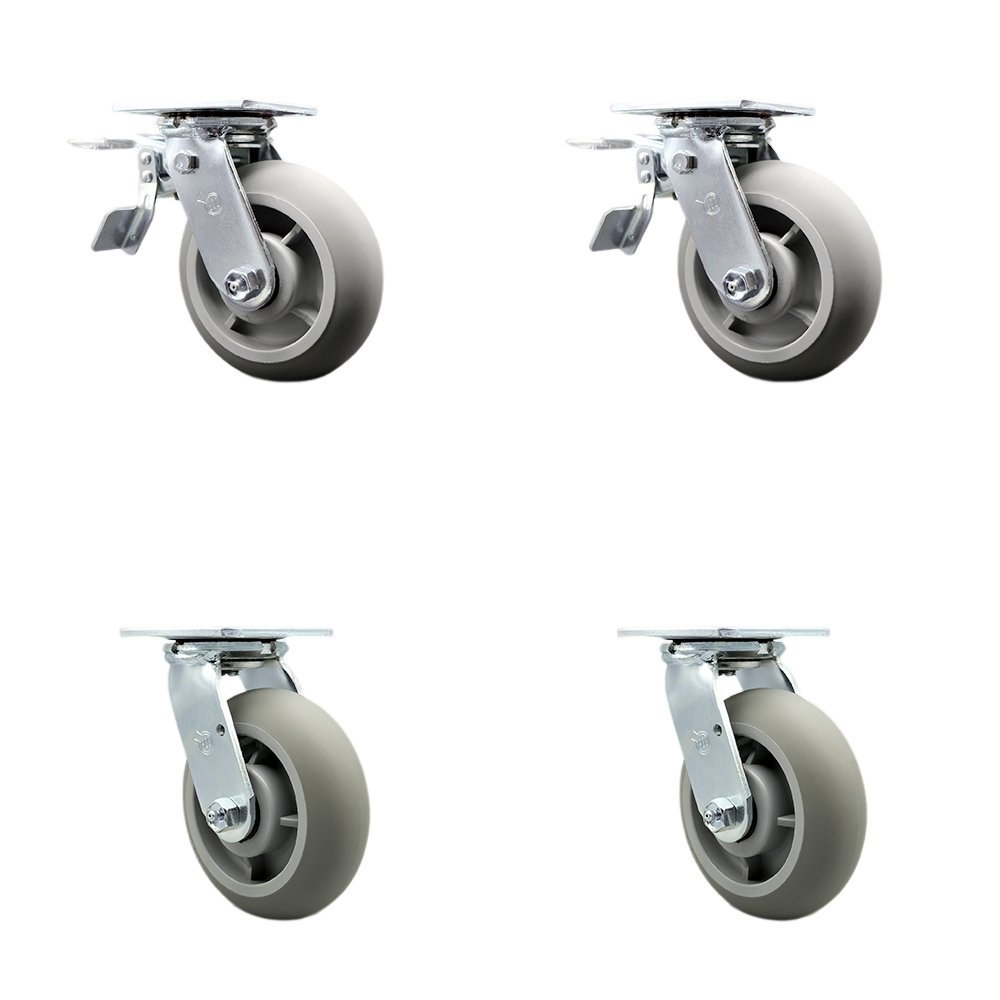 SCC-TTL30S620-TPRBD-2-S-2 Heavy Duty Swivel Caster with 6 in. Thermoplastic Rubber Donut Tread Wheels & Ball Bearings - Set of 4