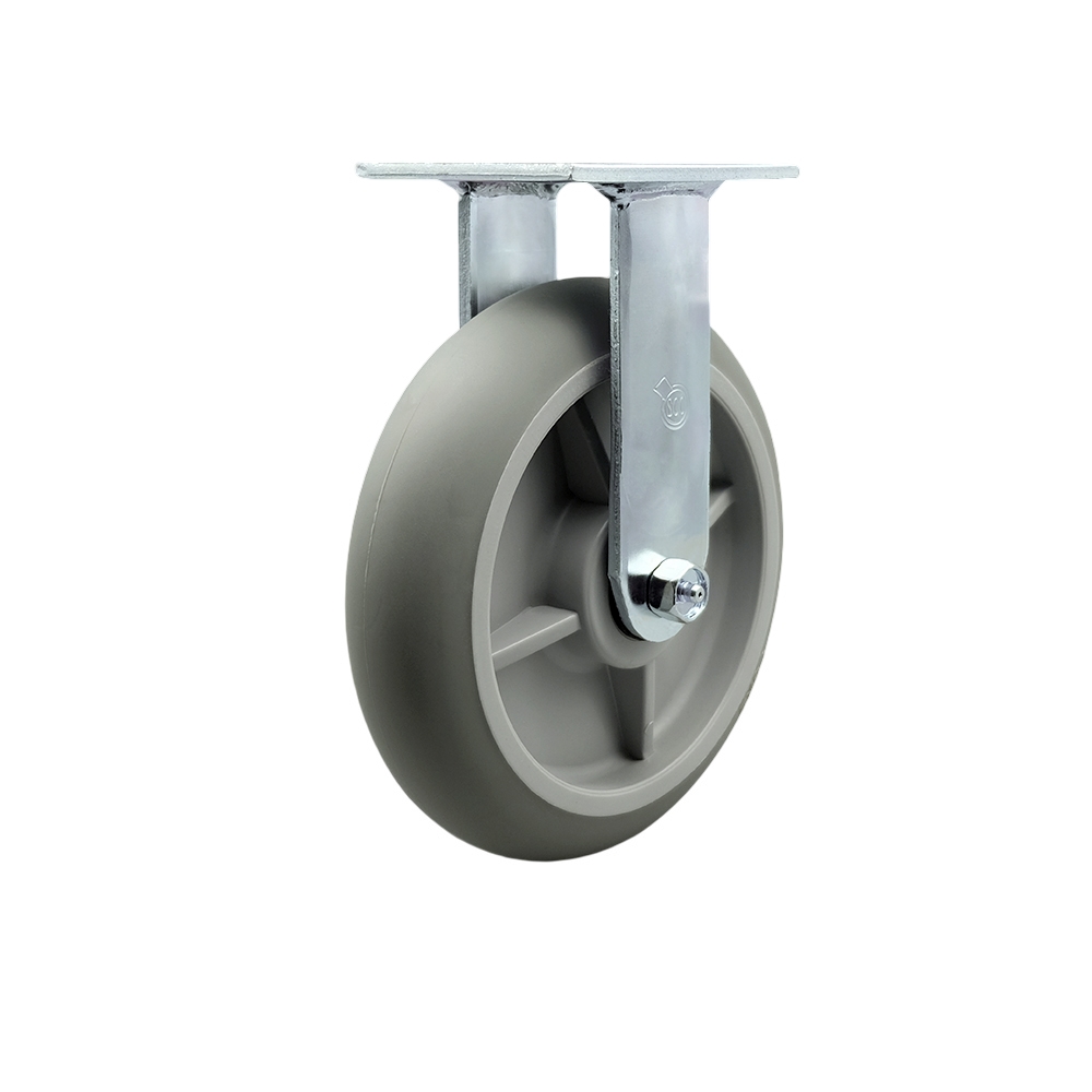 SCC-30R820-TPRBD Heavy Duty Rigid Top Plate Caster with 8 in. Thermoplastic Rubber Donut Tread Wheel & Ball Bearings - 600 lbs Capacity per Caster