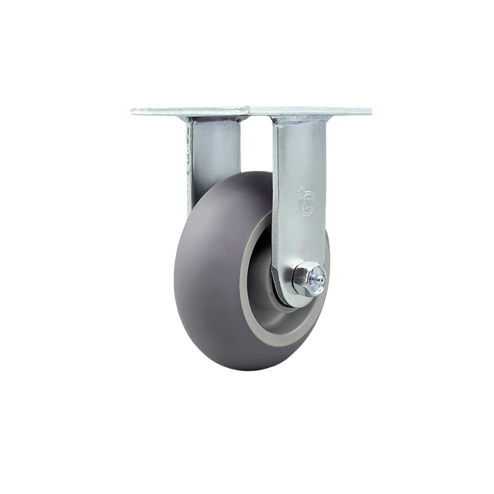 Stainless Steel Heavy Duty Rigid Top Plate Caster with 5 in. Thermoplastic Rubber Donut Tread Wheel & Ball Bearings - 350 lbs Capacity per Caster