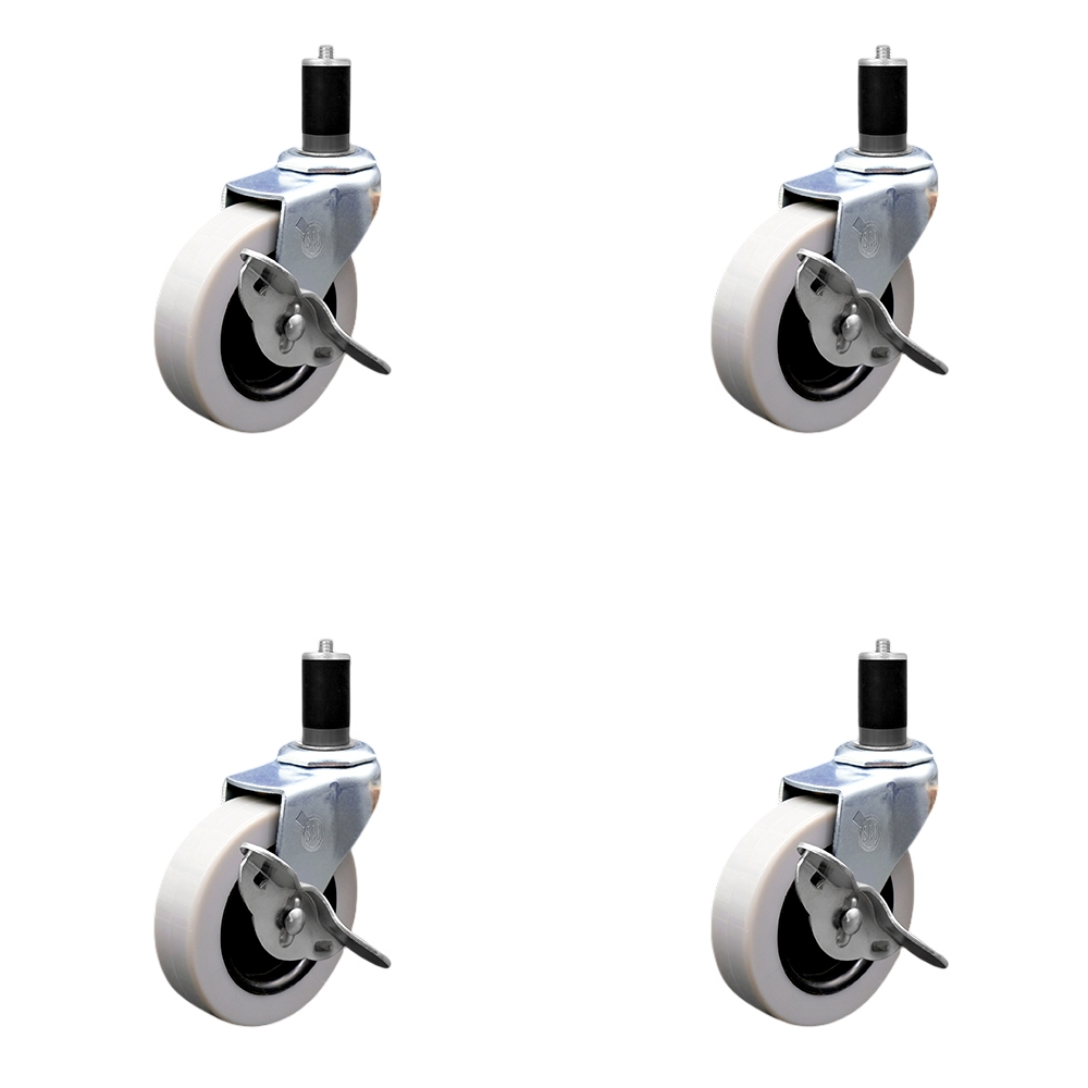 SCC-EX05S310-TPRS-SLB-112-4 3 in. Swivel Thermoplastic Rubber Caster Wheels & 1.5 in. Expanding Adapter Stem Casters & Brakes - Set of 4