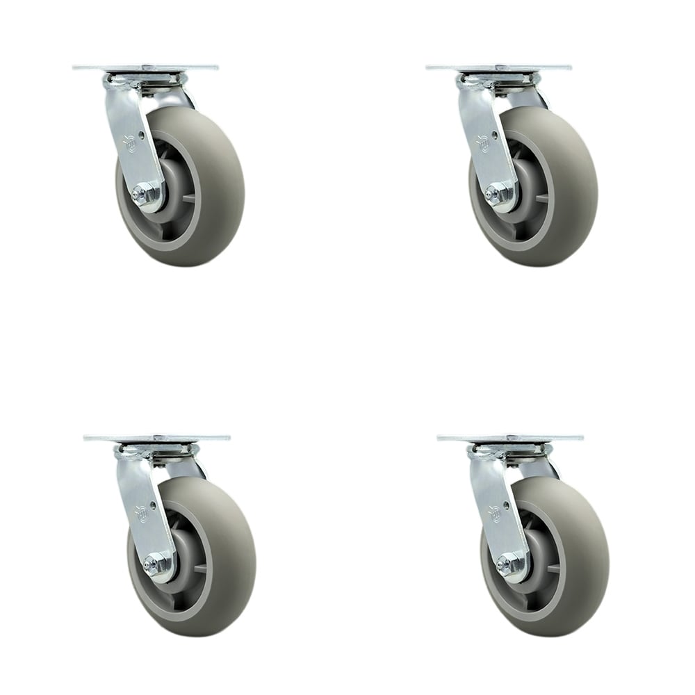 SCC-SS30S620-TPRBD-BSL-4 Stainless Steel Heavy Duty Swivel Caster with 6 in. Thermoplastic Rubber Donut Tread Wheels & Ball Bearings - Set of 4