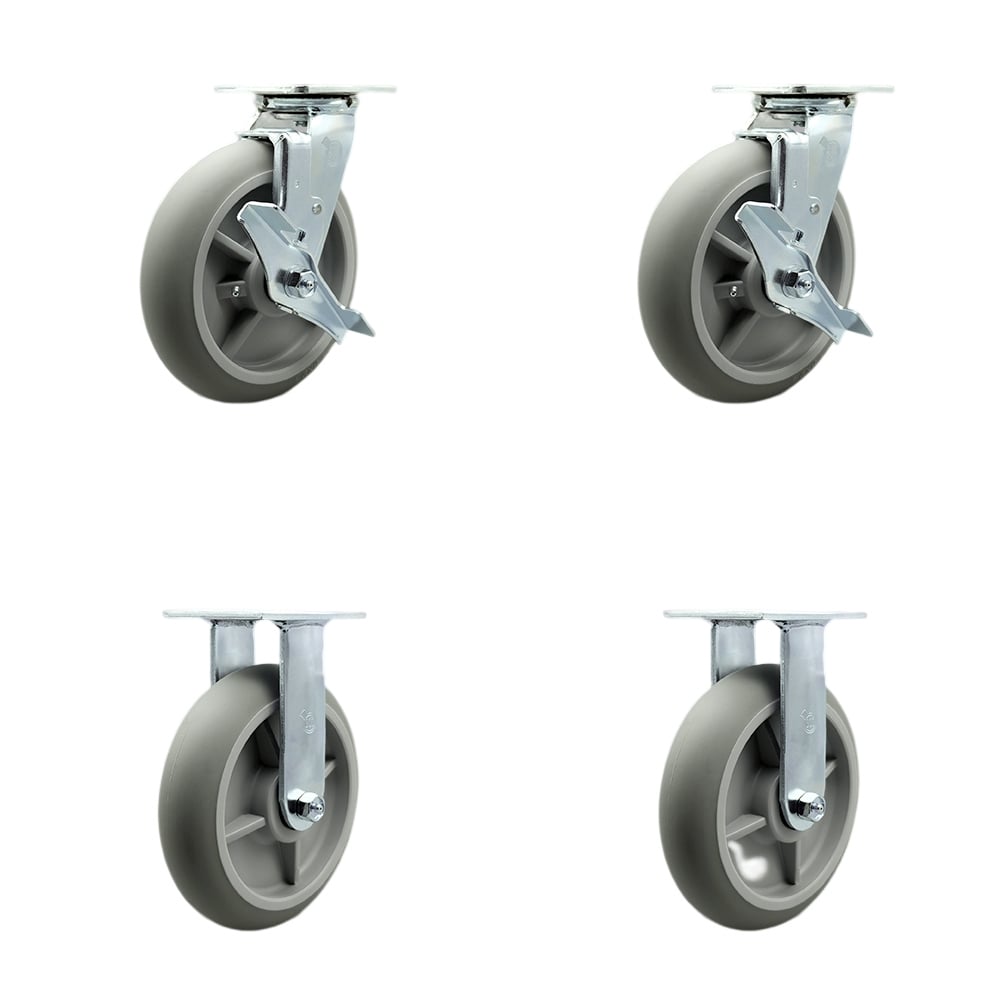SCC-SS30S820-TPRBD-TLB-2-R-2 Stainless Steel Heavy Duty Swivel Caster with 8 in. Thermoplastic Rubber Donut Tread Wheels & Ball Bearings - Set of 4
