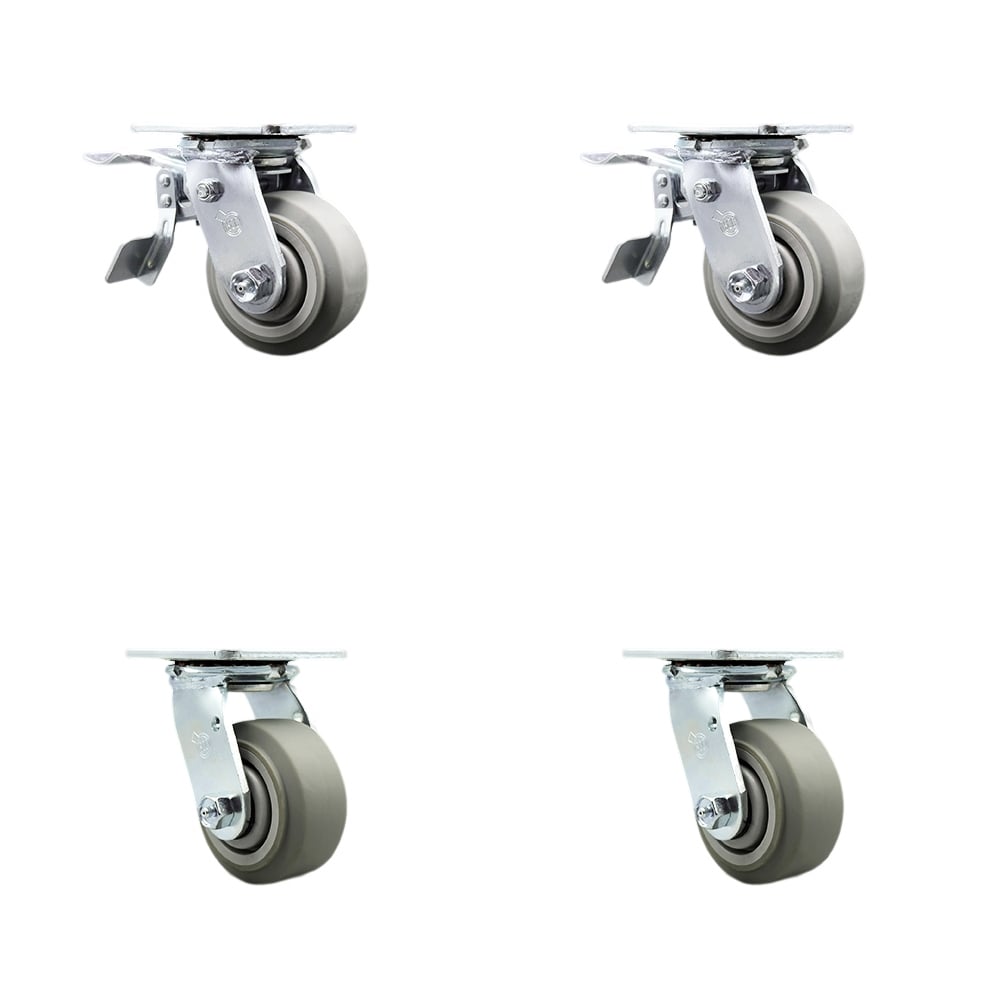 SCC-TTL30S420-TPRBF-2-S-2 Heavy Duty Swivel Caster with 4 in. Thermoplastic Rubber Flat Tread Wheels & Ball Bearings - Set of 4